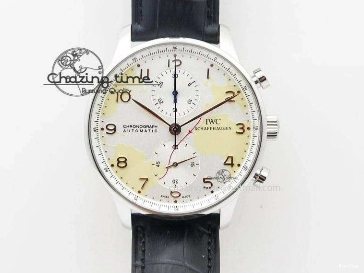 MIROTIME 0111 Cozy Portuguese Tourbillon IW5463 SS ZF Best Edition White Dial Blue Hands on Blue Leather Strap 7172